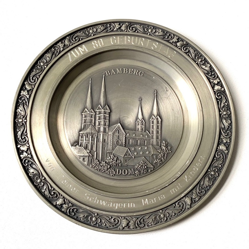 Zum 80 Geburtstag‎ Bamberg Dom castle pewter plate